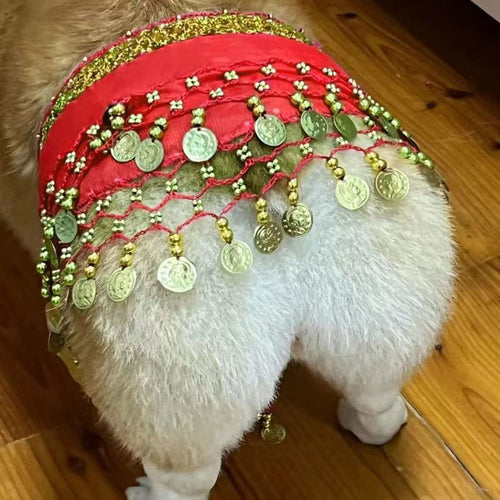 Internet celebrity corgi belly dance fart chain sequins waist chain passionate dog sexy hip shake fart dance hip dance buttock towel decoration